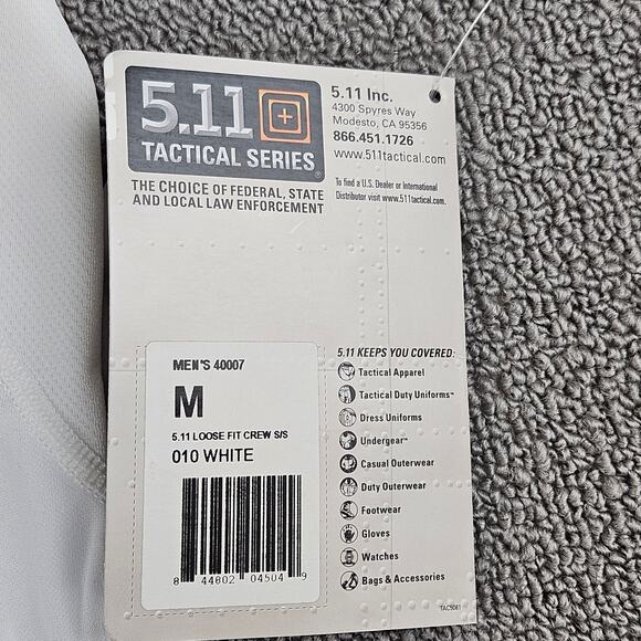 5.11 Tactical Men's Loose Fit Crew Short Sleeve Shirt Style 40007 White Size M - Picture 7 of 8